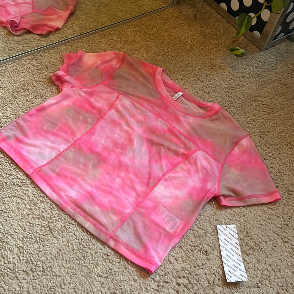 NWT Pink & Brown Tie Dye Crop Top